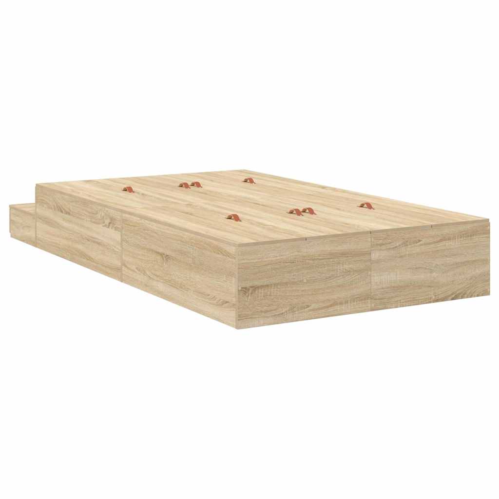 vidaXL Storage Bed Frame with Drawer Sonoma Oak 120 cm Engineered Wood