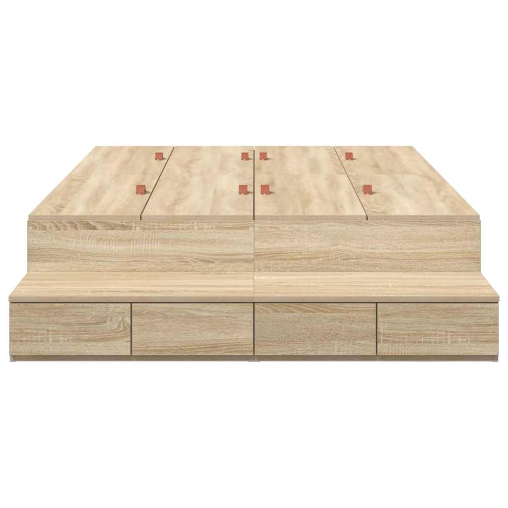 vidaXL Storage Bed Frame with Drawer Sonoma Oak 120 cm Engineered Wood
