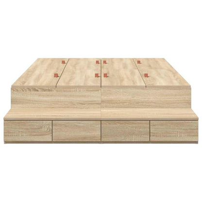 vidaXL Storage Bed Frame with Drawer Sonoma Oak 120 cm Engineered Wood