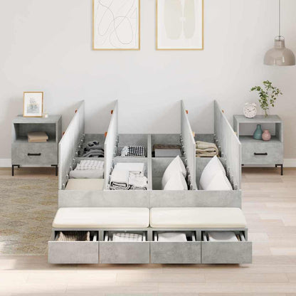 vidaXL Storage Bed Frame Concrete Grey 120 cm Engineered Wood