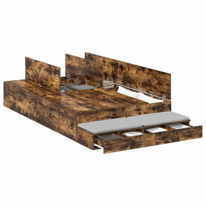 vidaXL Storage Bed Frame with Drawer Smoked Oak 120 cm Engineered Wood