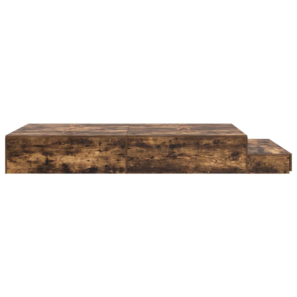vidaXL Storage Bed Frame with Drawer Smoked Oak 120 cm Engineered Wood