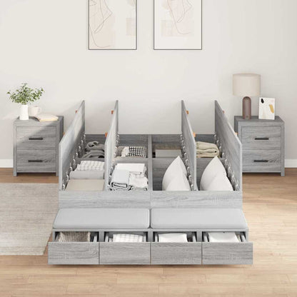 vidaXL Storage Bed Frame with Door Grey Sonoma 120 cm Engineered Wood