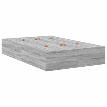 vidaXL Storage Bed Frame Grey Sonoma 120 cm Engineered Wood