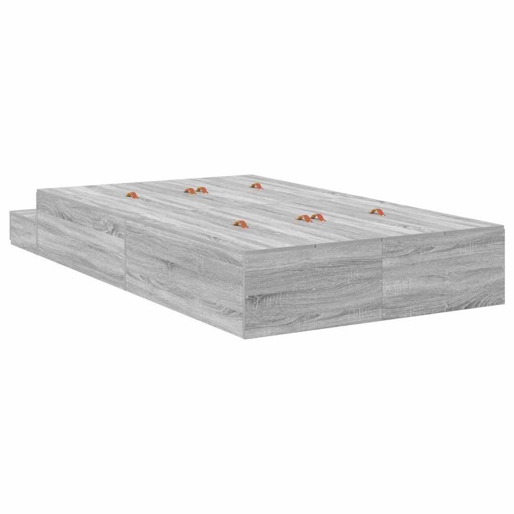 vidaXL Storage Bed Frame with Door Grey Sonoma 120 cm Engineered Wood