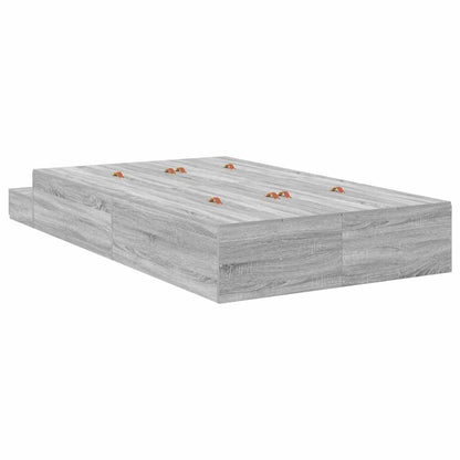 vidaXL Storage Bed Frame with Door Grey Sonoma 120 cm Engineered Wood