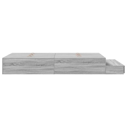vidaXL Storage Bed Frame Grey Sonoma 120 cm Engineered Wood