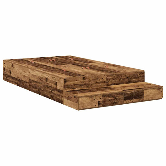 vidaXL Storage Bed Frame with Drawer Old Wood 120 cm Engineered Wood
