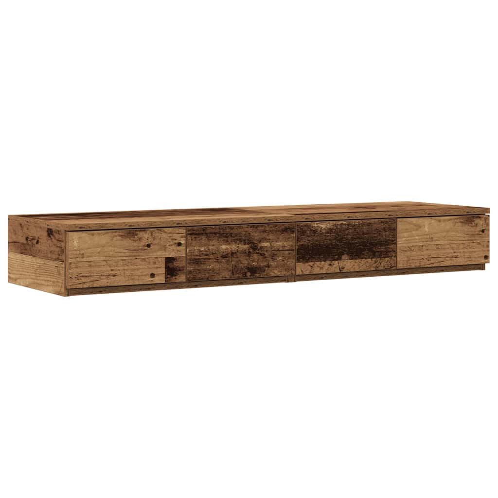 vidaXL Storage Bed Frame with Drawer Old Wood 120 cm Engineered Wood