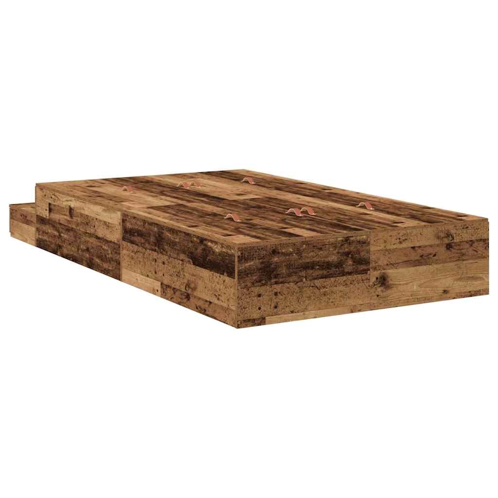 vidaXL Storage Bed Frame with Drawer Old Wood 120 cm Engineered Wood
