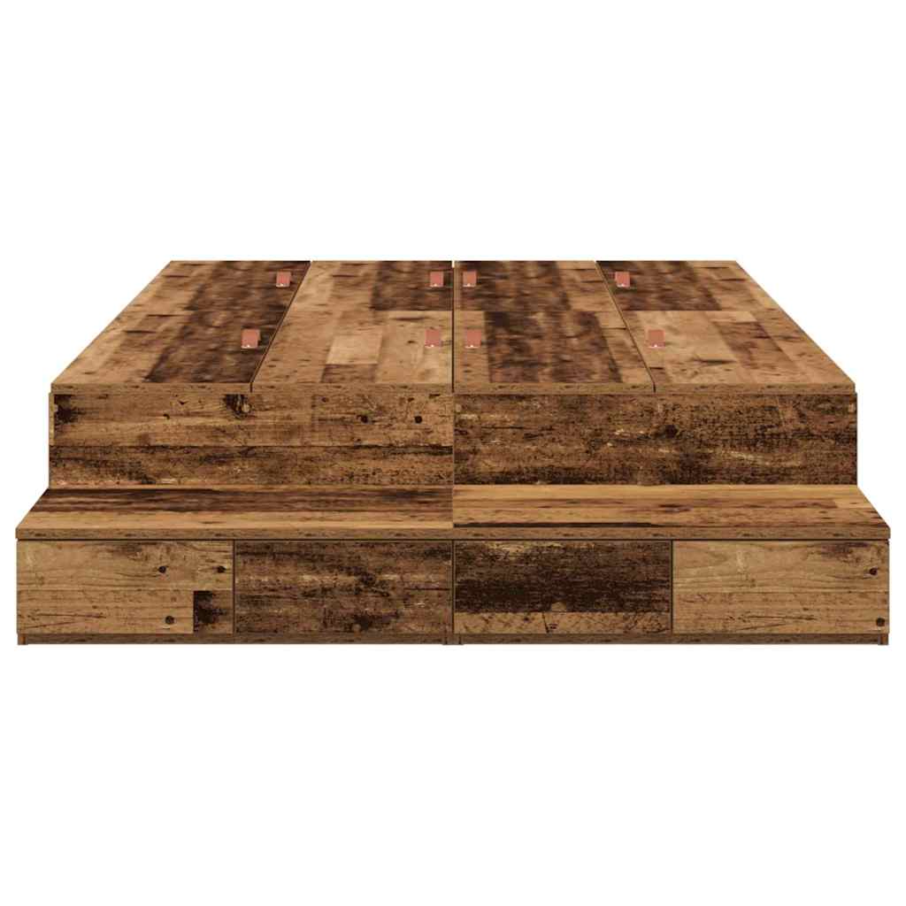 vidaXL Storage Bed Frame with Drawer Old Wood 120 cm Engineered Wood