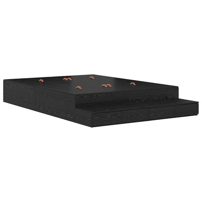 vidaXL Storage Bed Frame with Drawer Black Oak 140 cm Engineered Wood