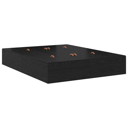 vidaXL Storage Bed Frame with Drawer Black Oak 140 cm Engineered Wood