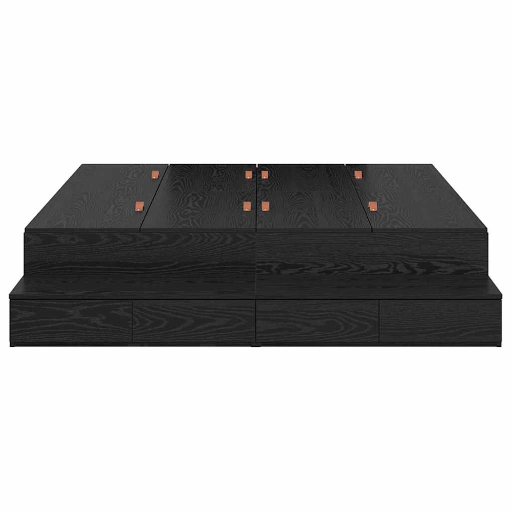 vidaXL Storage Bed Frame with Drawer Black Oak 140 cm Engineered Wood