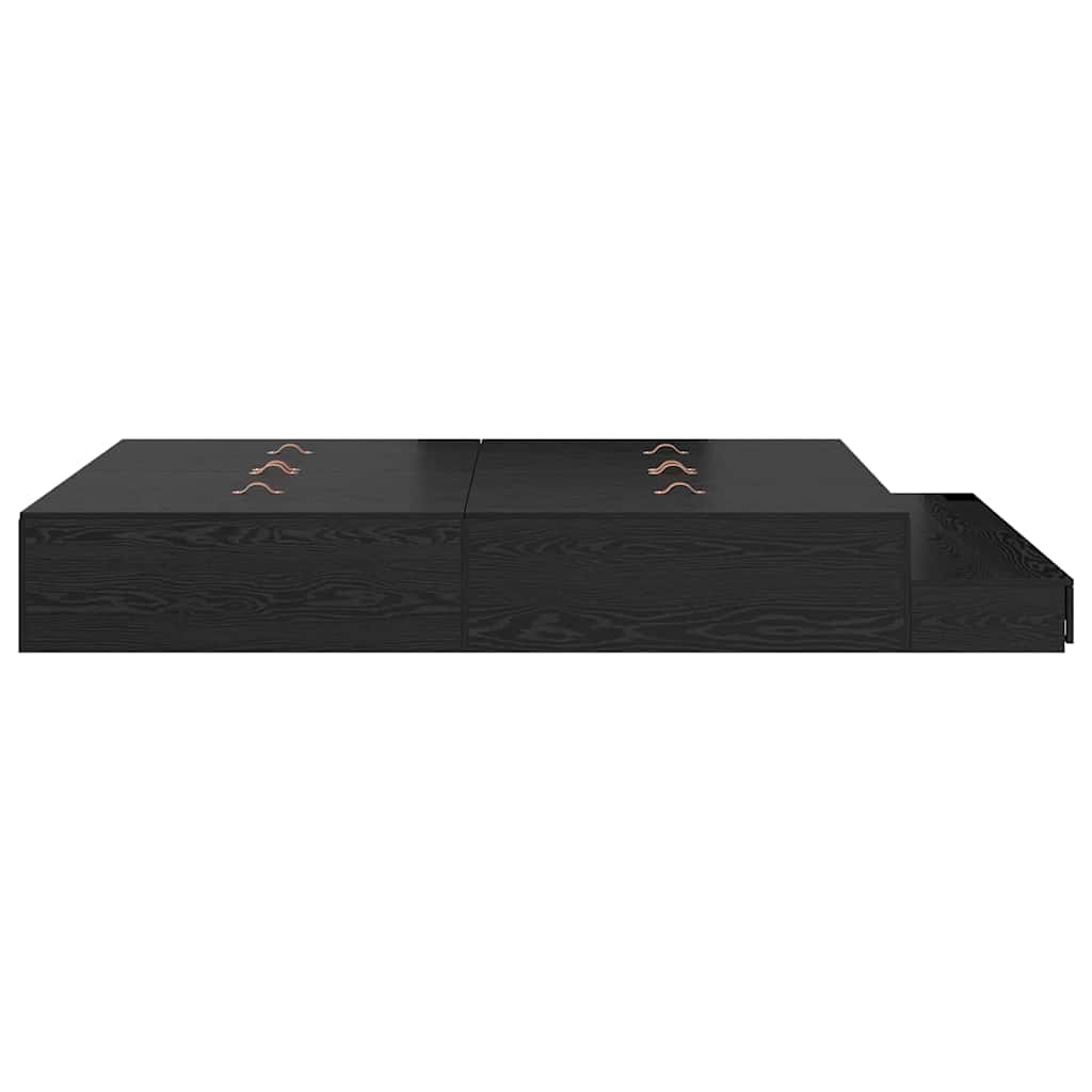 vidaXL Storage Bed Frame with Drawer Black Oak 140 cm Engineered Wood