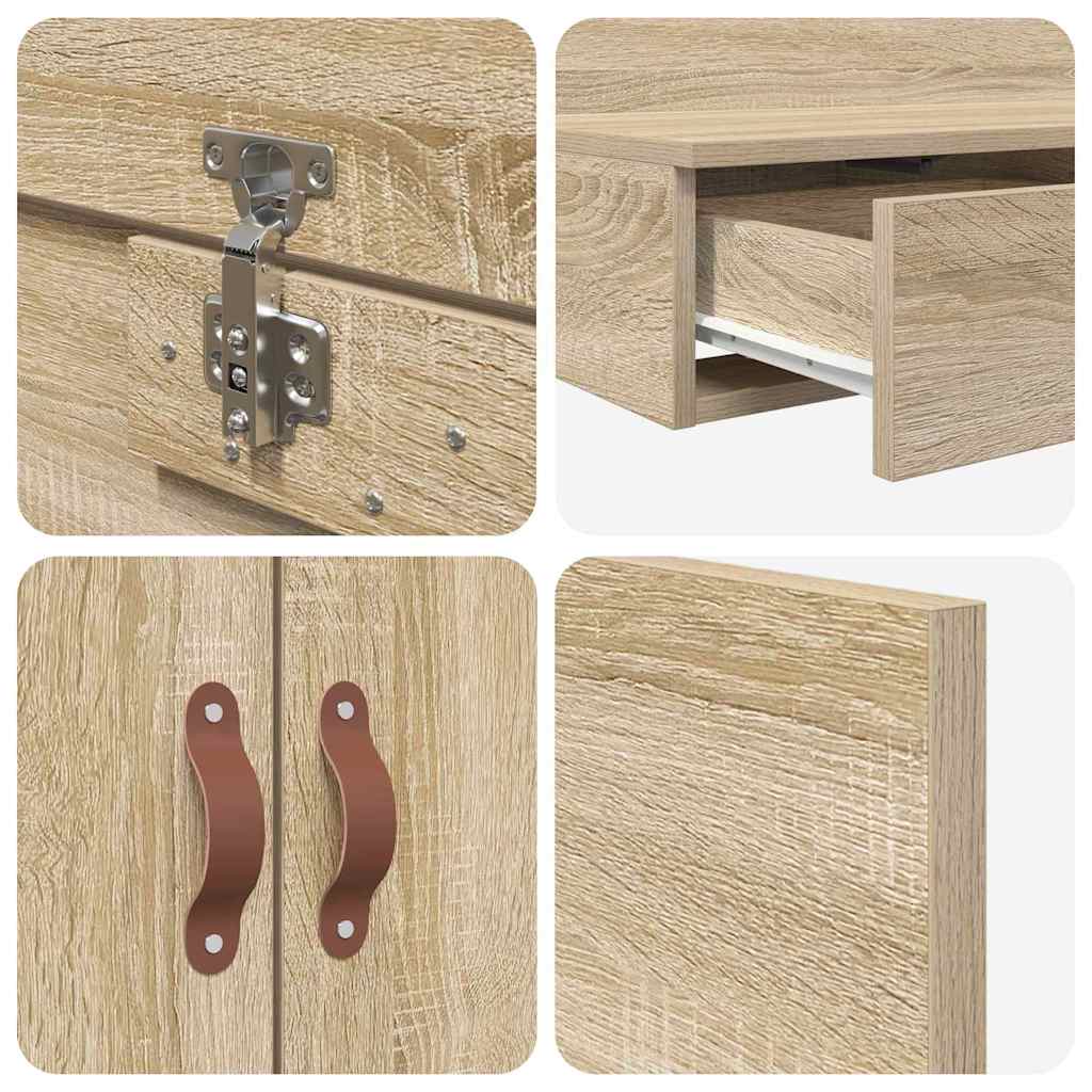 vidaXL Storage Bed Frame with Drawer Sonoma Oak 140 cm Engineered Wood