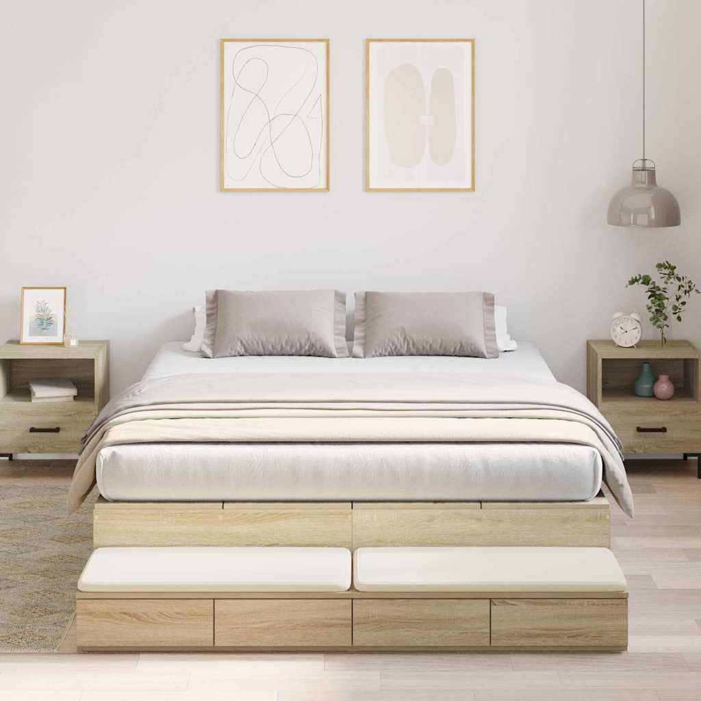 vidaXL Storage Bed Frame with Drawer Sonoma Oak 140 cm Engineered Wood