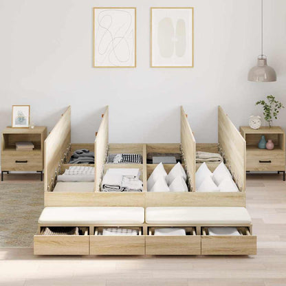 vidaXL Storage Bed Frame with Drawer Sonoma Oak 140 cm Engineered Wood