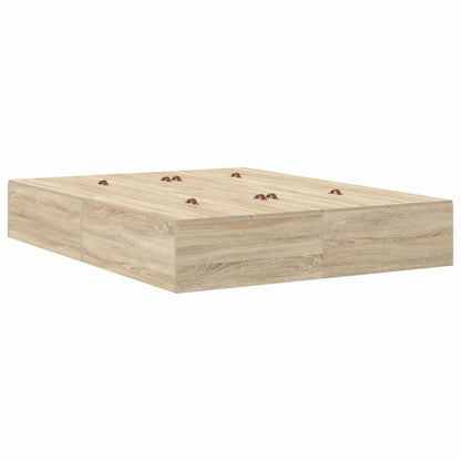 vidaXL Storage Bed Frame with Drawer Sonoma Oak 140 cm Engineered Wood