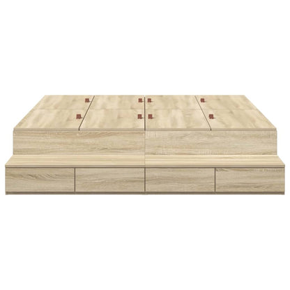 vidaXL Storage Bed Frame with Drawer Sonoma Oak 140 cm Engineered Wood