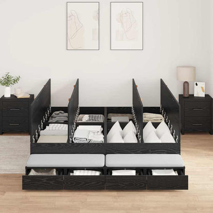 vidaXL Storage Bed Frame with Drawer Black Oak 150 cm Engineered Wood