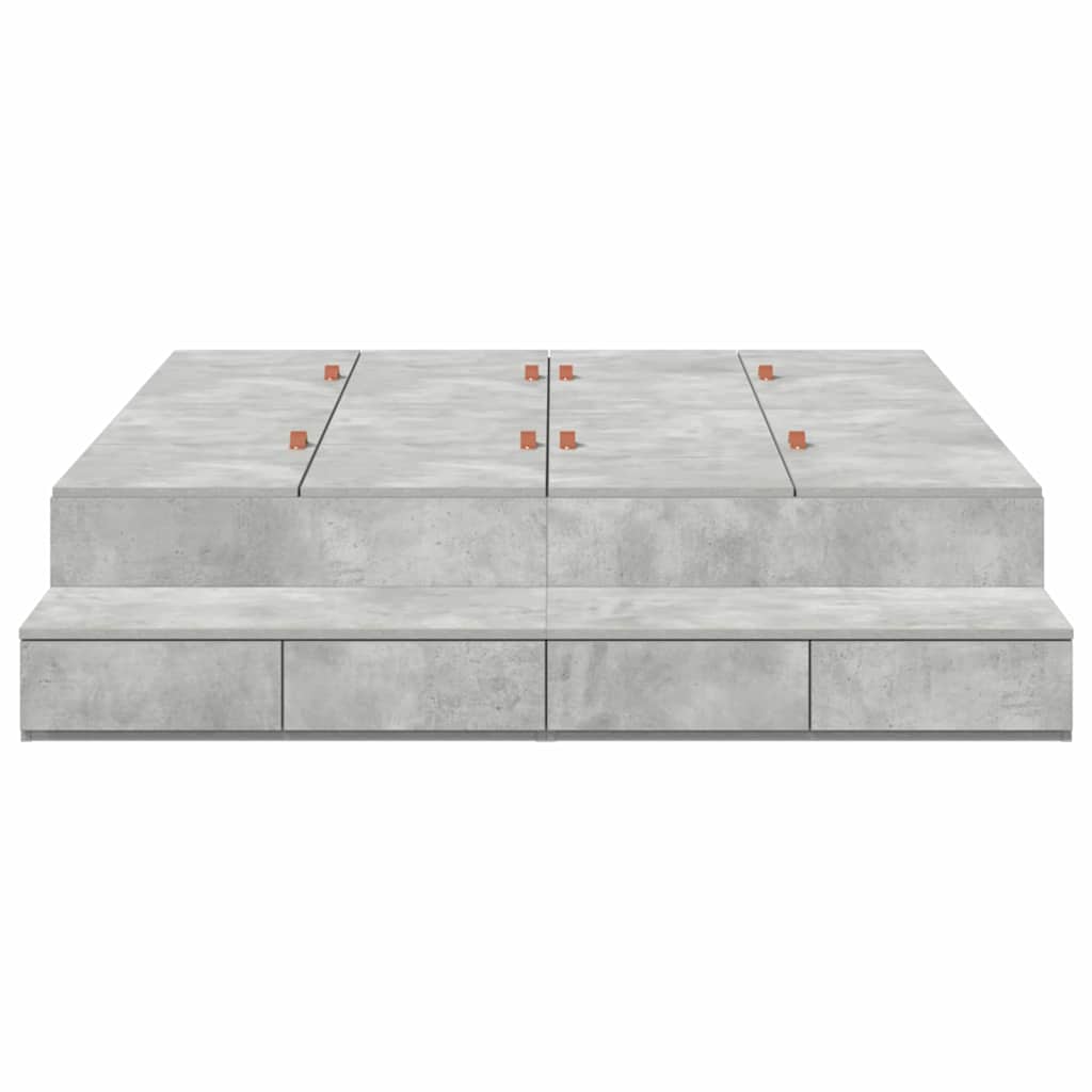 vidaXL Storage Bed Frame Concrete Grey 150 cm Engineered Wood