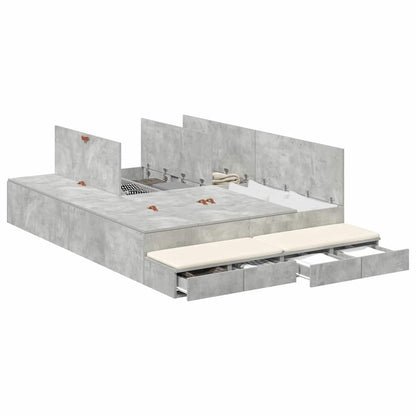 vidaXL Storage Bed Frame Concrete Grey 150 cm Engineered Wood