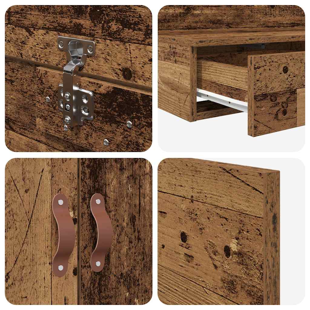 vidaXL Storage Bed Frame with Drawer Old Wood 150 cm Engineered Wood