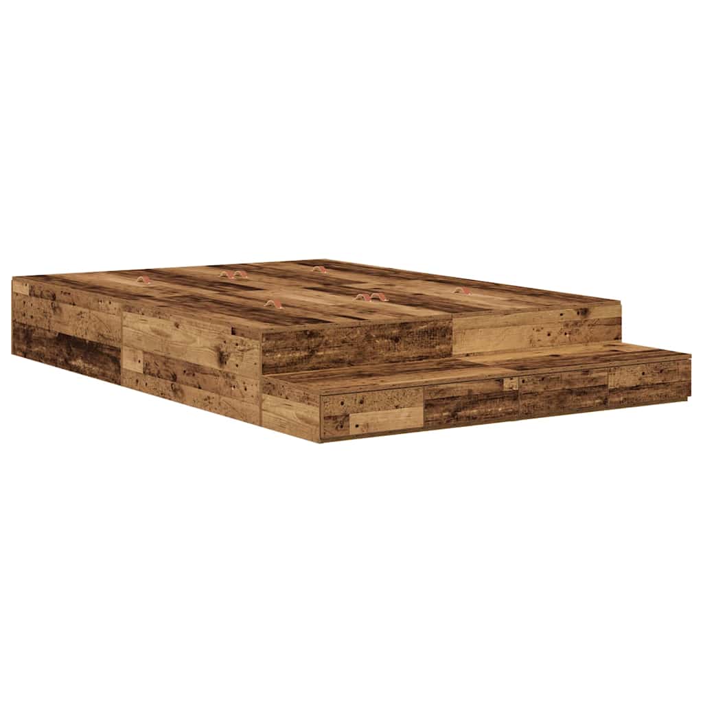 vidaXL Storage Bed Frame with Drawer Old Wood 150 cm Engineered Wood