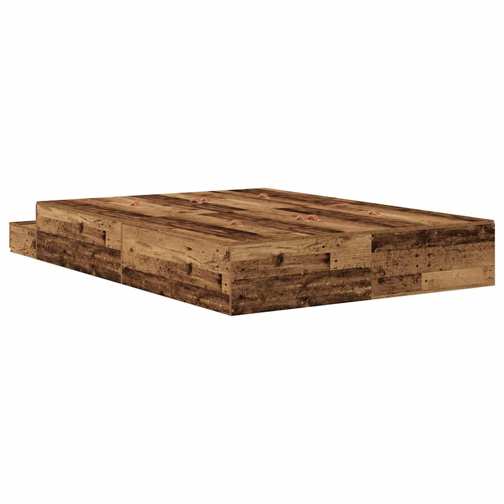 vidaXL Storage Bed Frame with Drawer Old Wood 150 cm Engineered Wood