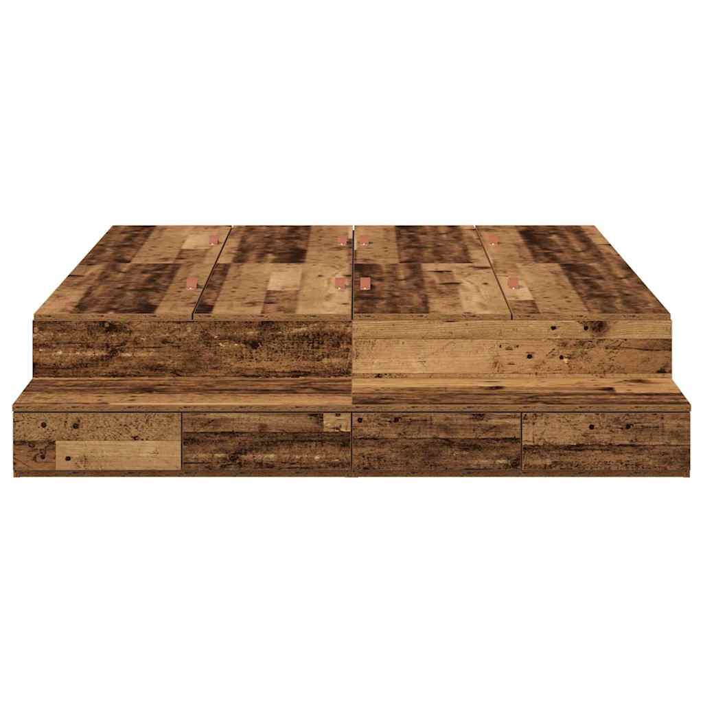 vidaXL Storage Bed Frame with Drawer Old Wood 150 cm Engineered Wood