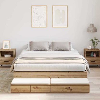 vidaXL Storage Bed Frame with Door Artisan Oak 150 cm Engineered Wood