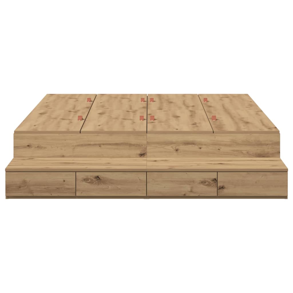 vidaXL Storage Bed Frame with Door Artisan Oak 150 cm Engineered Wood