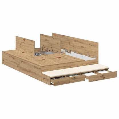 vidaXL Storage Bed Frame with Door Artisan Oak 150 cm Engineered Wood