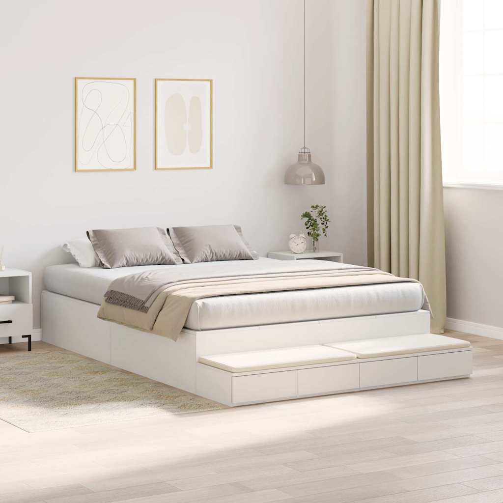 vidaXL Storage Bed Frame with Drawer White 160 cm Engineered Wood
