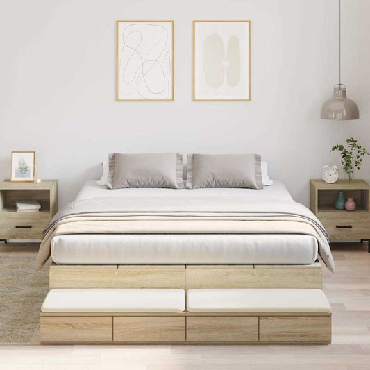 vidaXL Storage Bed Frame with Drawer Sonoma Oak 160 cm Engineered Wood