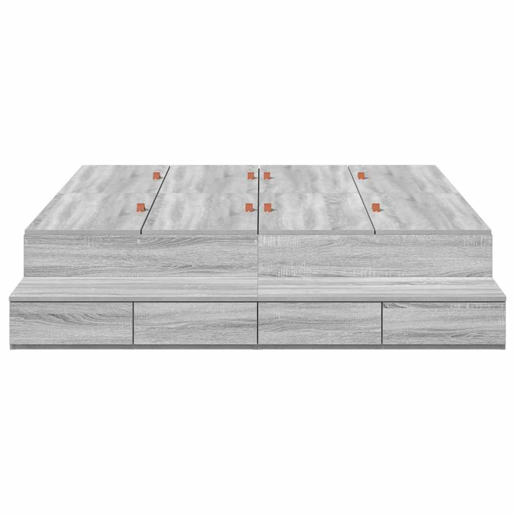 vidaXL Storage Bed Frame Grey Sonoma 160 cm Engineered Wood