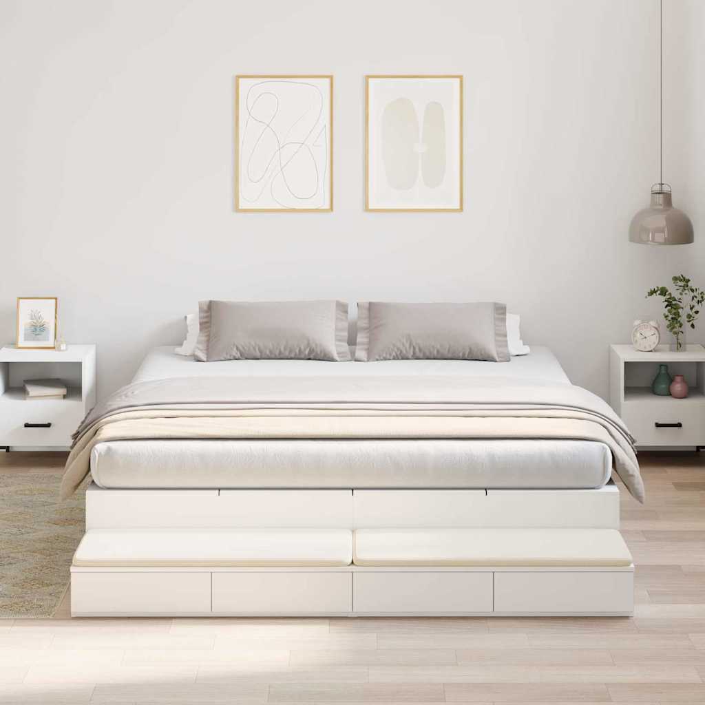 vidaXL Storage Bed Frame with Drawer White 180 cm Engineered Wood