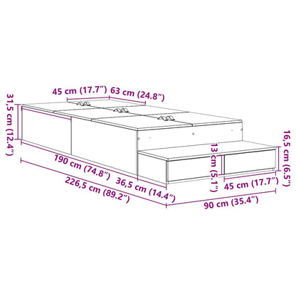 vidaXL Storage Bed Frame with Drawer White 90 cm Engineered Wood