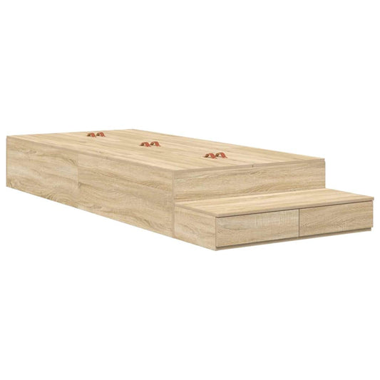 vidaXL Storage Bed Frame with Drawer Sonoma Oak 90 cm Engineered Wood