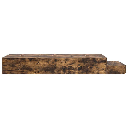 vidaXL Storage Bed Frame with Drawer Smoked Oak 90 cm Engineered Wood