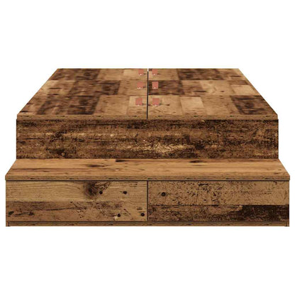 vidaXL Storage Bed Frame with Drawer Old Wood 90 cm Engineered Wood