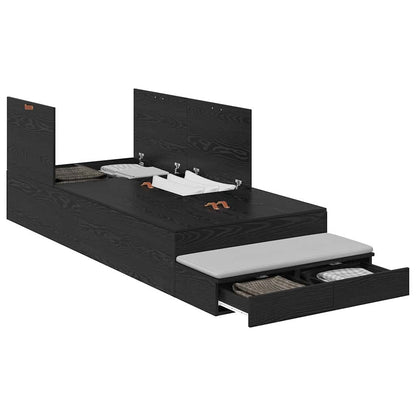 vidaXL Storage Bed Frame with Drawer Black Oak 75 cm Engineered Wood