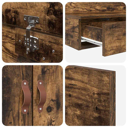 vidaXL Storage Bed Frame with Drawer Smoked Oak 75 cm Engineered Wood