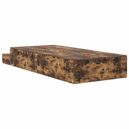 vidaXL Storage Bed Frame with Drawer Smoked Oak 75 cm Engineered Wood