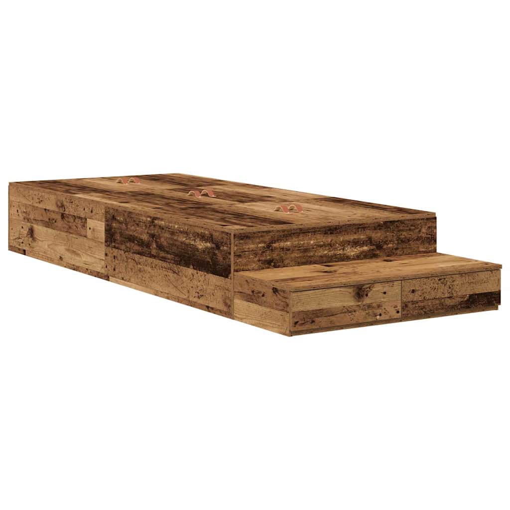 vidaXL Storage Bed Frame with Drawer Old Wood 75 cm Engineered Wood