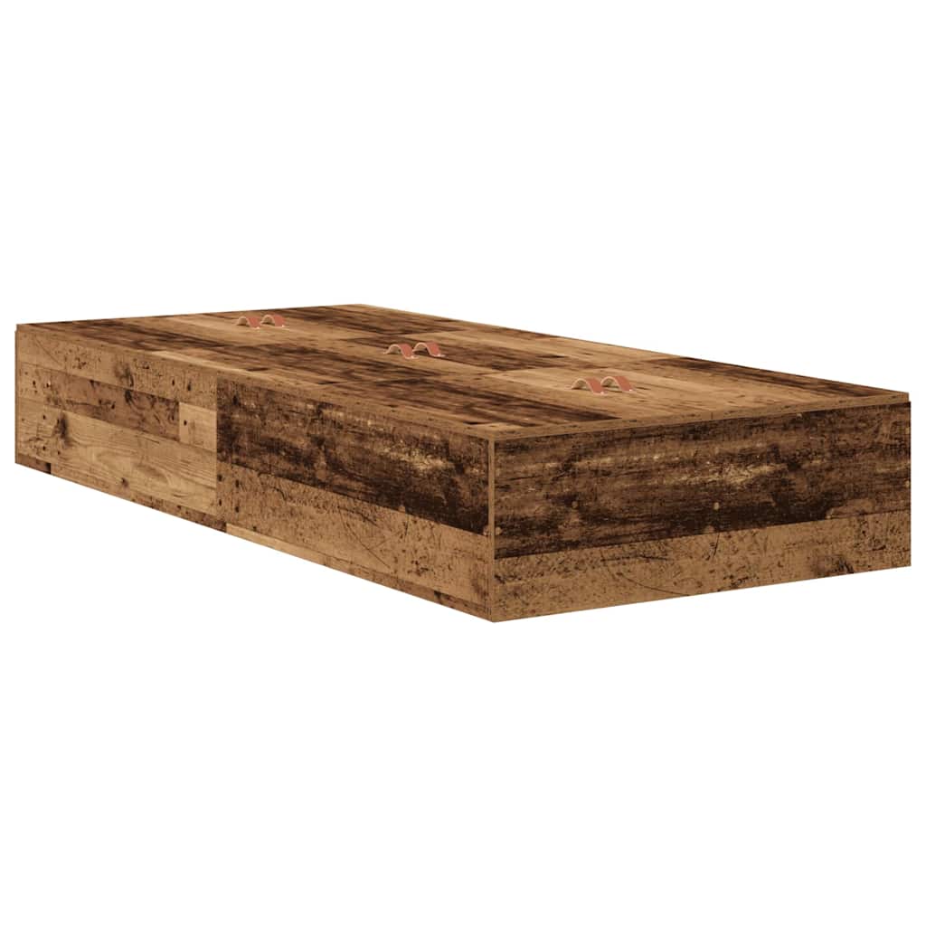 vidaXL Storage Bed Frame with Drawer Old Wood 75 cm Engineered Wood