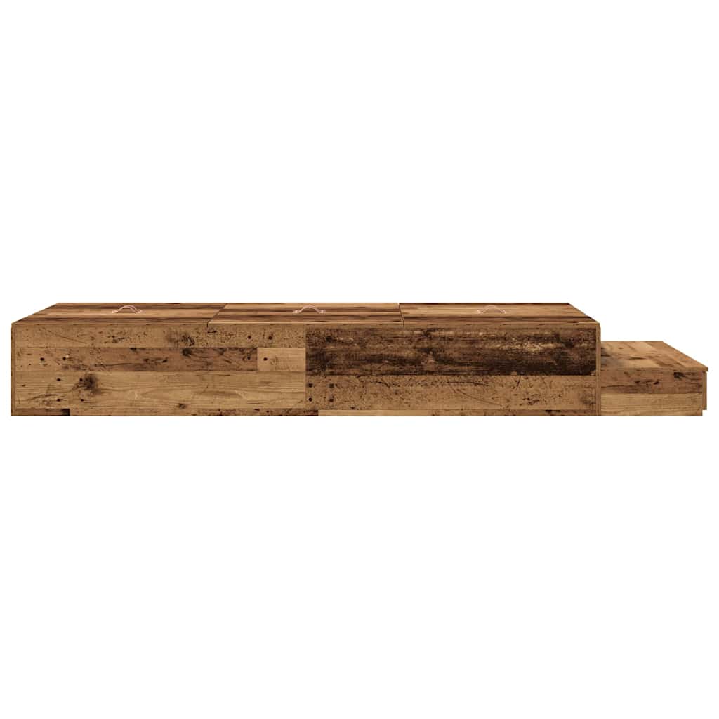 vidaXL Storage Bed Frame with Drawer Old Wood 75 cm Engineered Wood