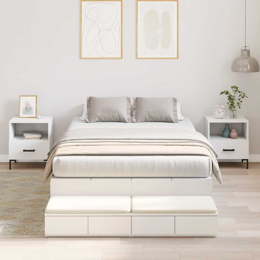 vidaXL Storage Bed Frame with Drawer White 120 cm Engineered Wood