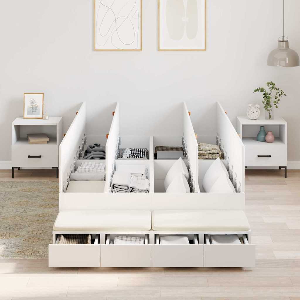 vidaXL Storage Bed Frame with Drawer White 120 cm Engineered Wood